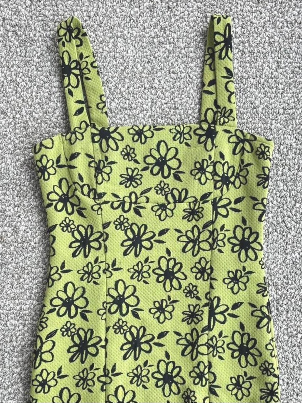 Forever 21 Lime Green Floral Square-Neck Tank